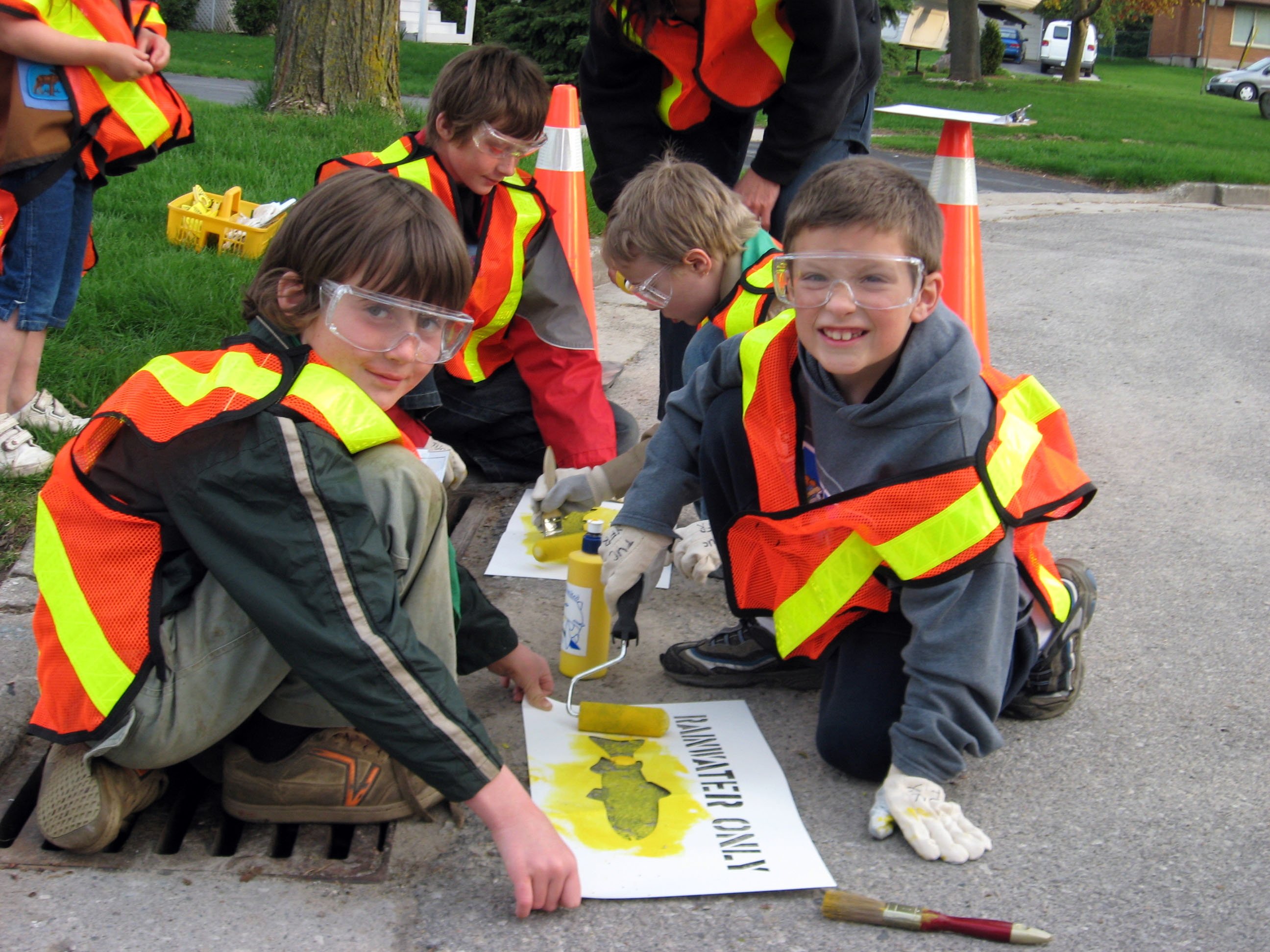 Children participating in Yellow Fish Road